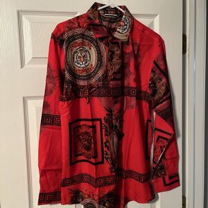Alex Vando Men's Size S Digital Printing Dress Shirt Iron-Free Party Button NWT